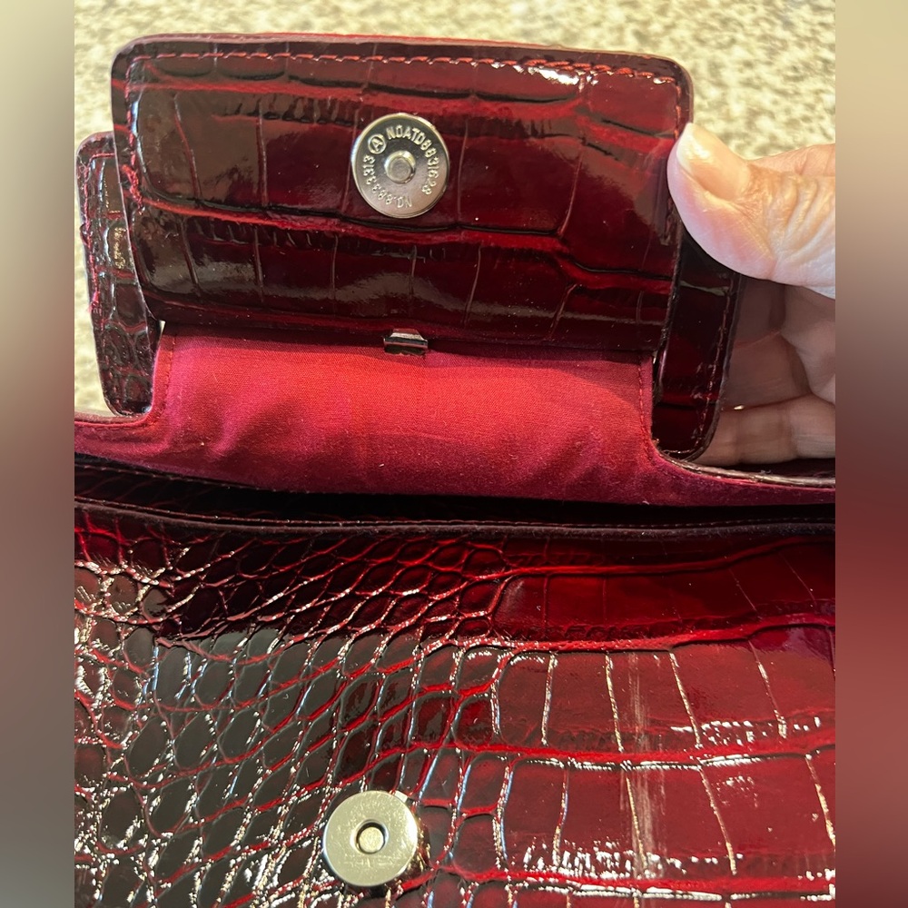 White House Black Market Burgundy Croc-Embossed Clutch - Picture 6 of 8